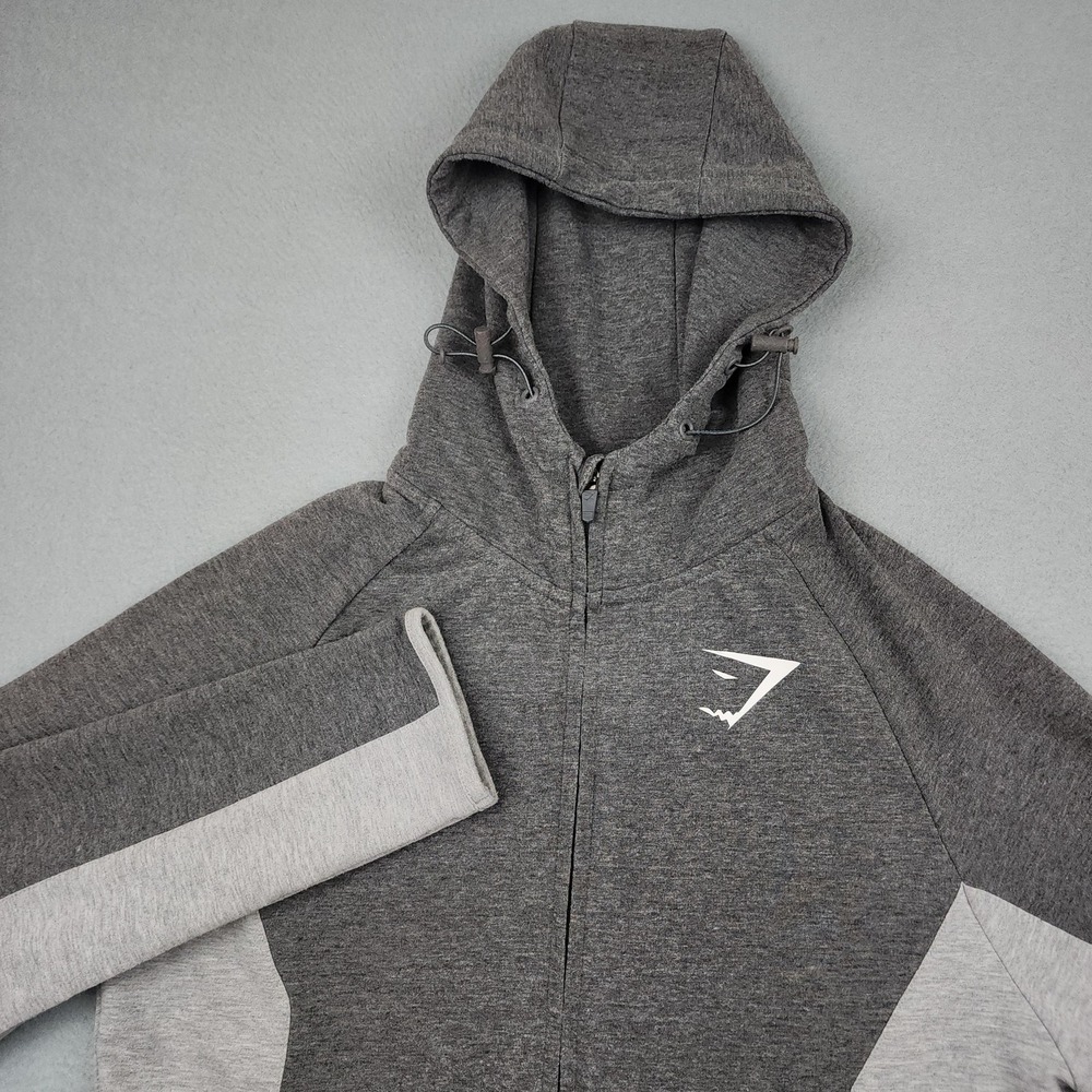 Gymshark Pioneer David Laid Hoodie Mens L Gray Colorblock Full Zip Athletic Gym